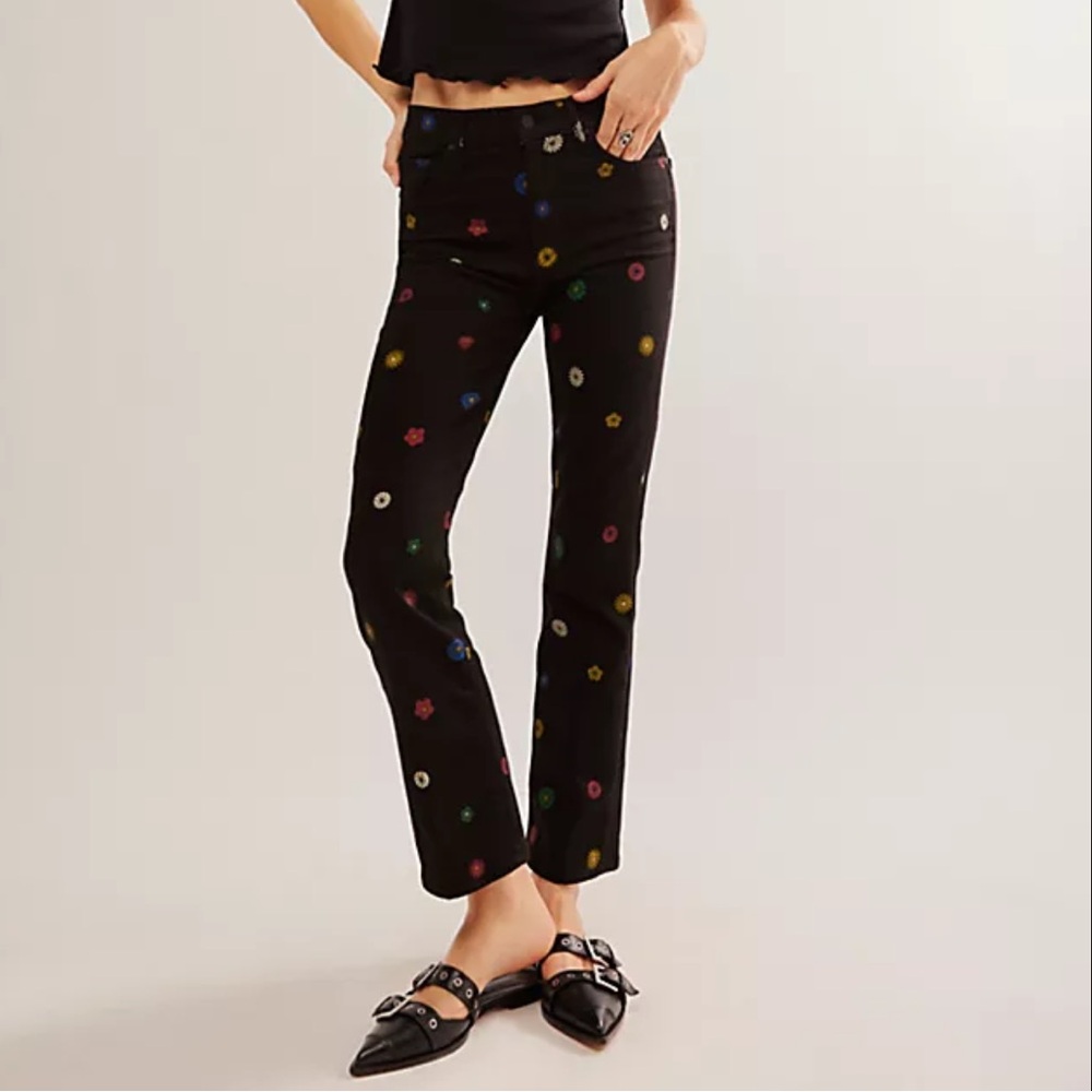 MOTHER Black Daisy Print Jeans